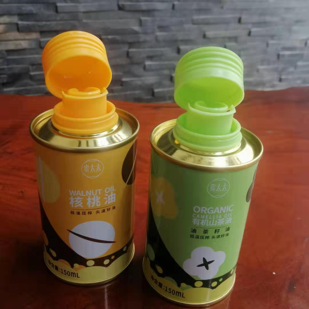 個性化核桃油鐵瓶定制 核桃油圓形鐵罐批發(fā)