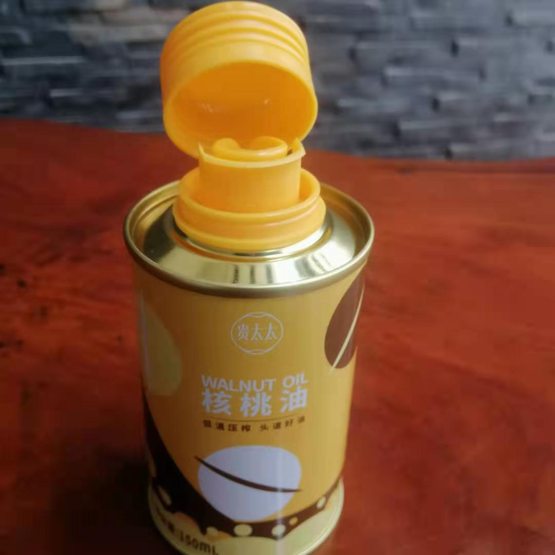 個性化核桃油鐵瓶定制 核桃油圓形鐵罐批發(fā)