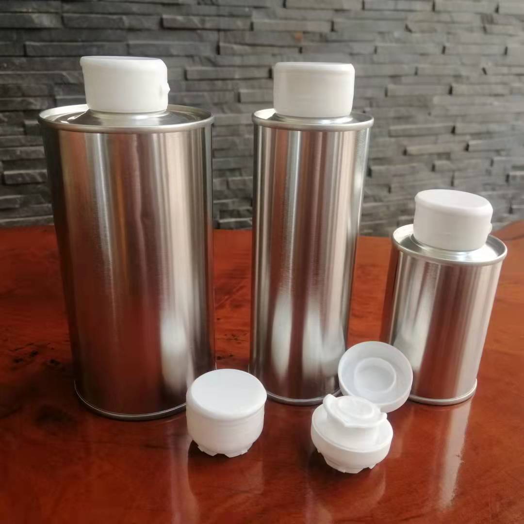 裸身圓形食用油鐵瓶批發(fā) 光身亞麻籽油鐵罐 不印刷圖案核桃油鐵桶