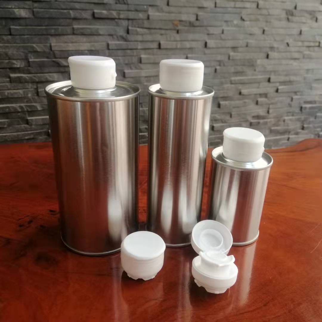 裸身圓形食用油鐵瓶批發(fā) 光身亞麻籽油鐵罐 不印刷圖案核桃油鐵桶